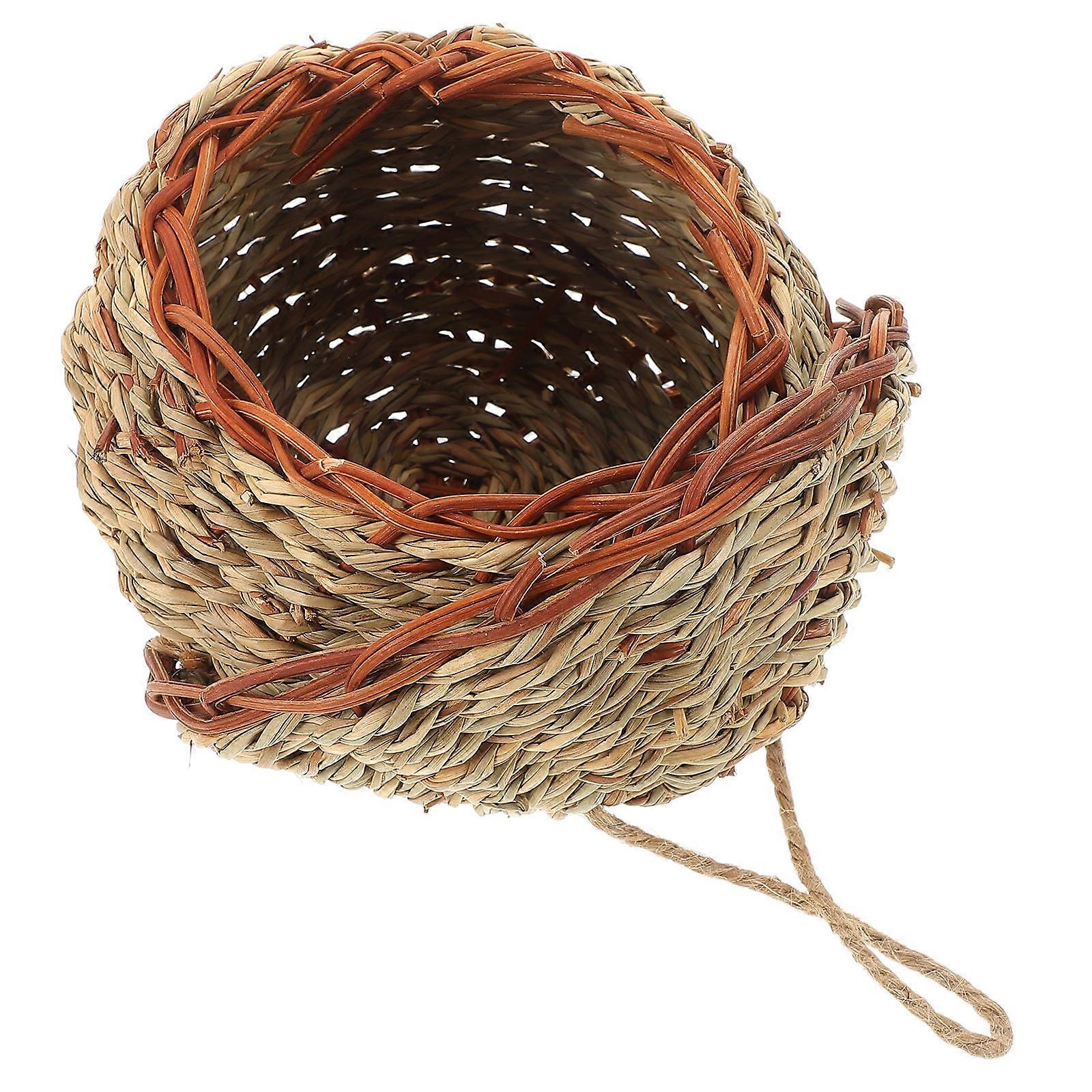 Natural Straw Nest Handmade Bird House for Parakeets 2Pcs