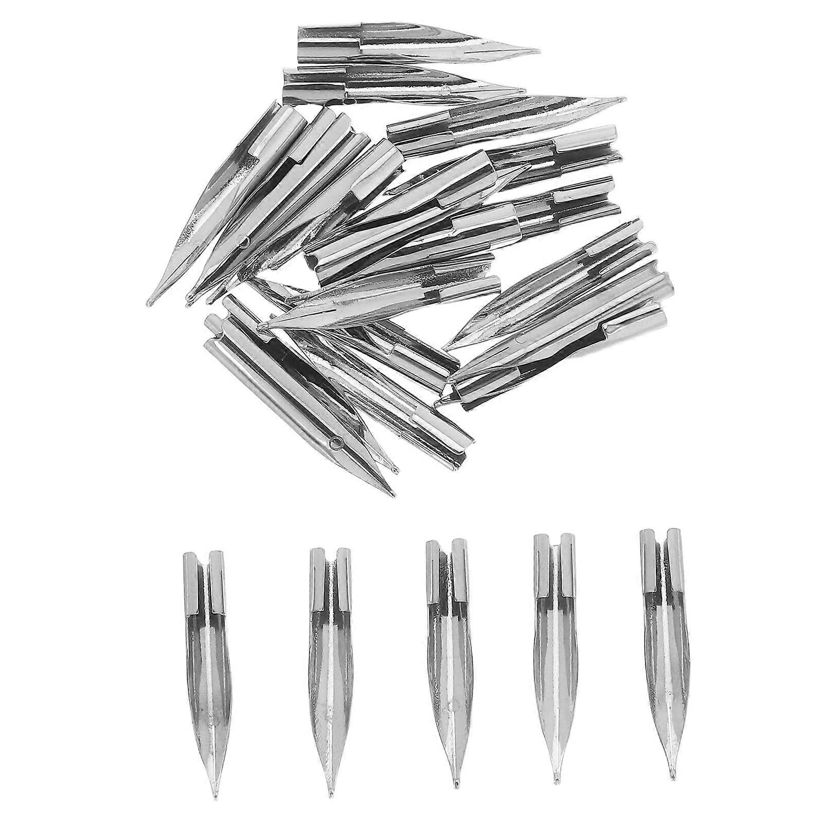 25Pcs Steel Pen Nibs Replacement Tips for Fountain Pens Smooth Writing Silver Durable Compatible with Office School Drawing Calligraphy