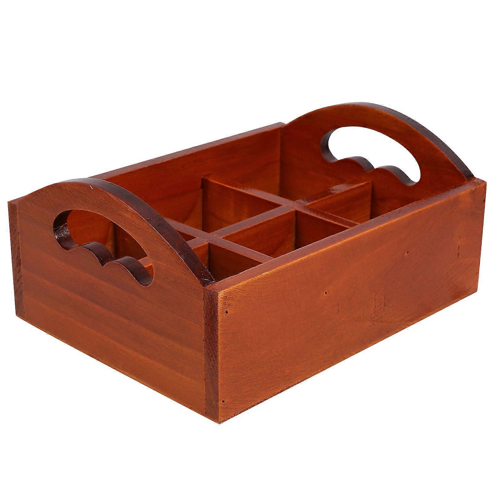 Wood Divided Storage Box for Storage Use 5Pcs Six-Compartment Holder