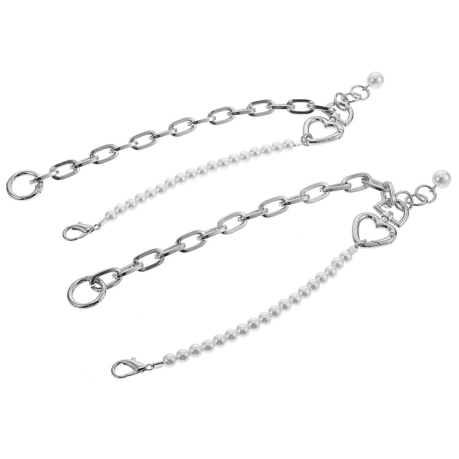 Silver Purse Chain Replacement for 4Pcs Pearl Purse Strap Decoration