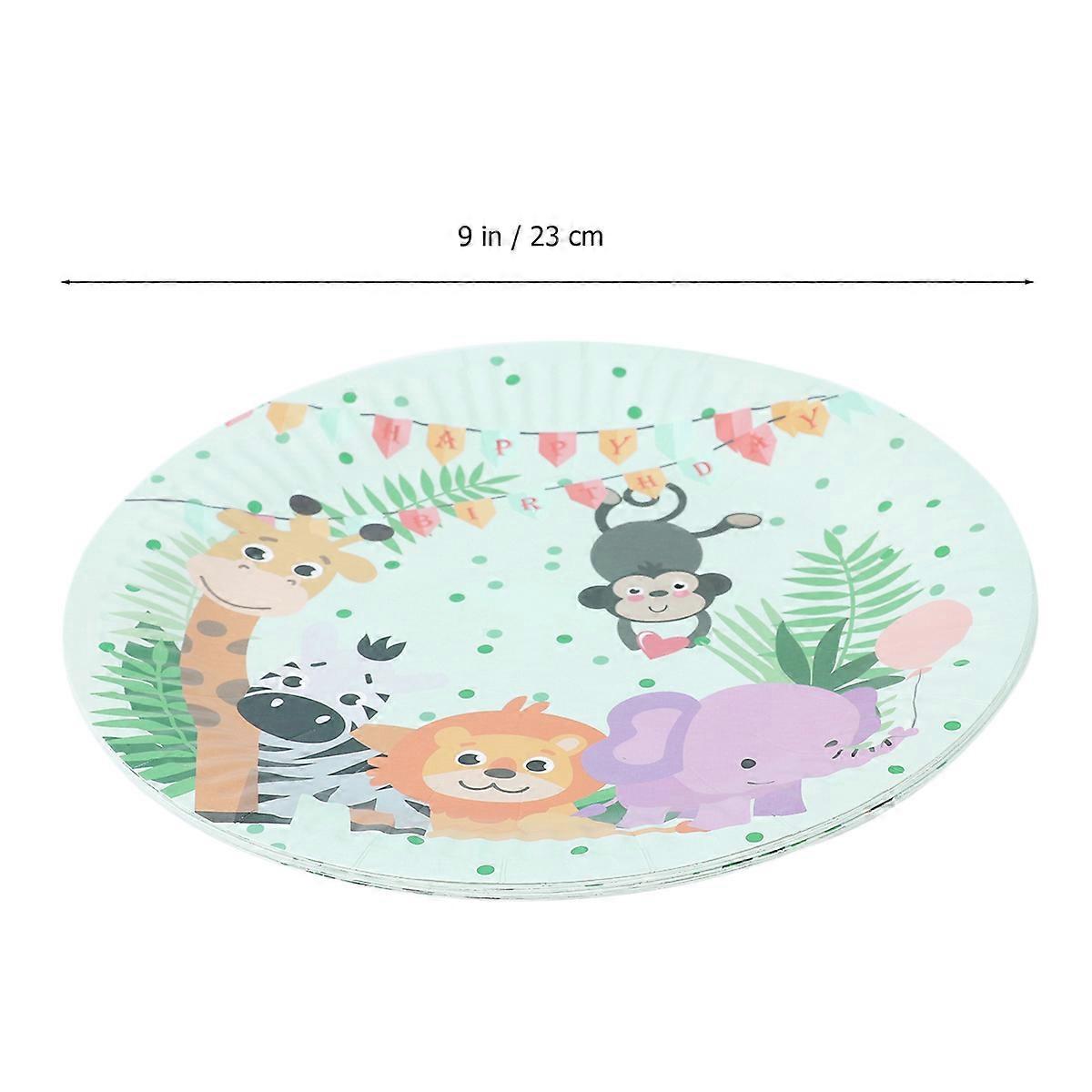 Suprimentos para festa de aniversário de animais da selva multicoloridos de 9 polegadas, 20 peças