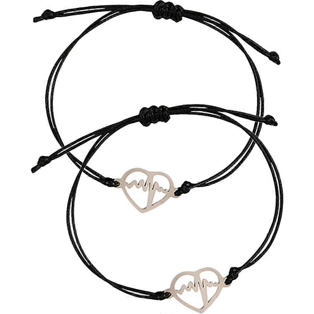 Electrocardiogram Charm Stainless Steel Bracelet for Decor 1Pair