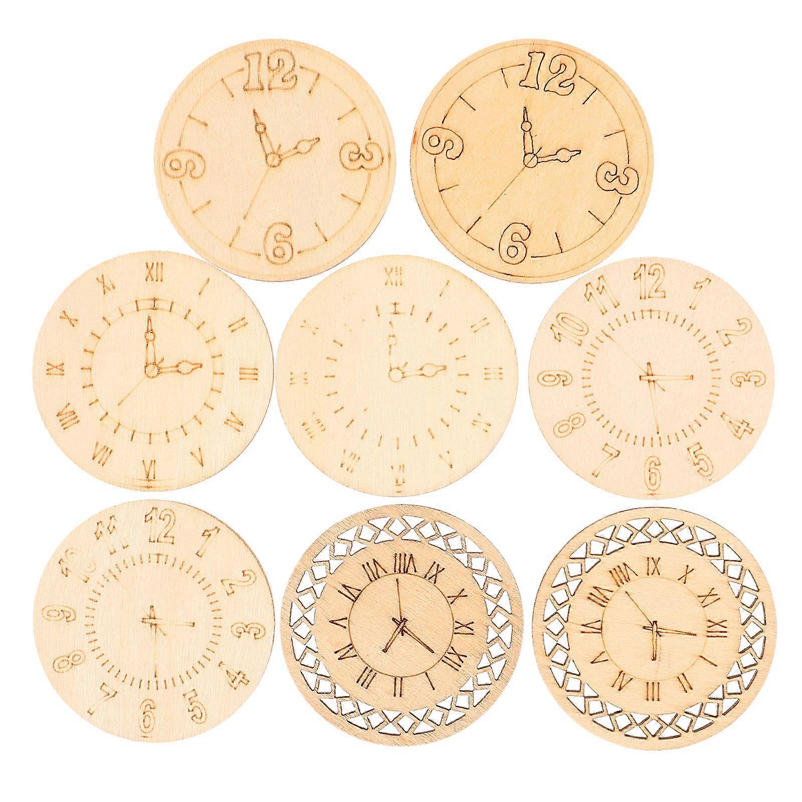 מדבקות קיר מעץ עם דוגמת שעון לקישוט קיר 8 יחידות לעיצוב סלון
