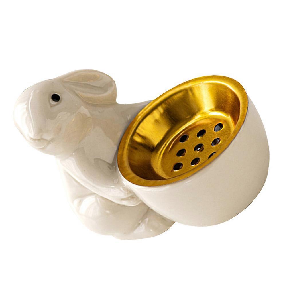 White Rabbit Statue Incense Holder Ceramic Burner for Incense Cones 2Pcs