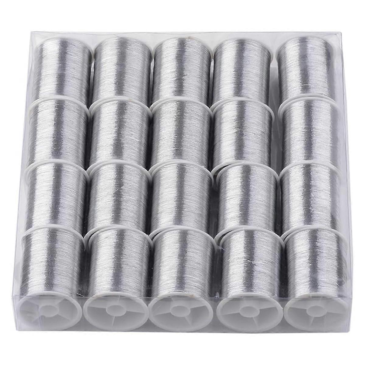 20 Rolls 1100M 0.1MM Thin Metallic Thread Shimmer Christmas Glitter C