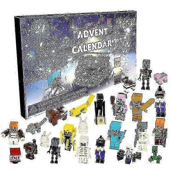24pcs Advent Ημερολόγιο Minecraft Συναρμολογημένο δομικό μπλοκ Παιχνίδι Χριστούγεννα Απόκριες Παιχνίδια Δώρο Minifigure Set Puzzle Δώρα V