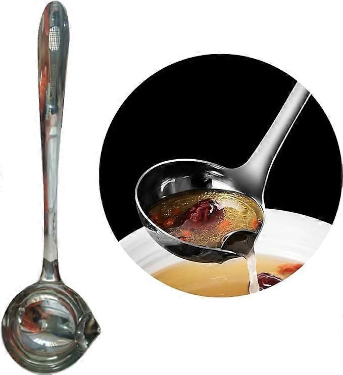 Oil Separating Stainless Steel Soup Ladle/Grease Trap Long Spoon/Fat Separator Serving Spoon/Healthy Lifestyle/Kitchen Accessory