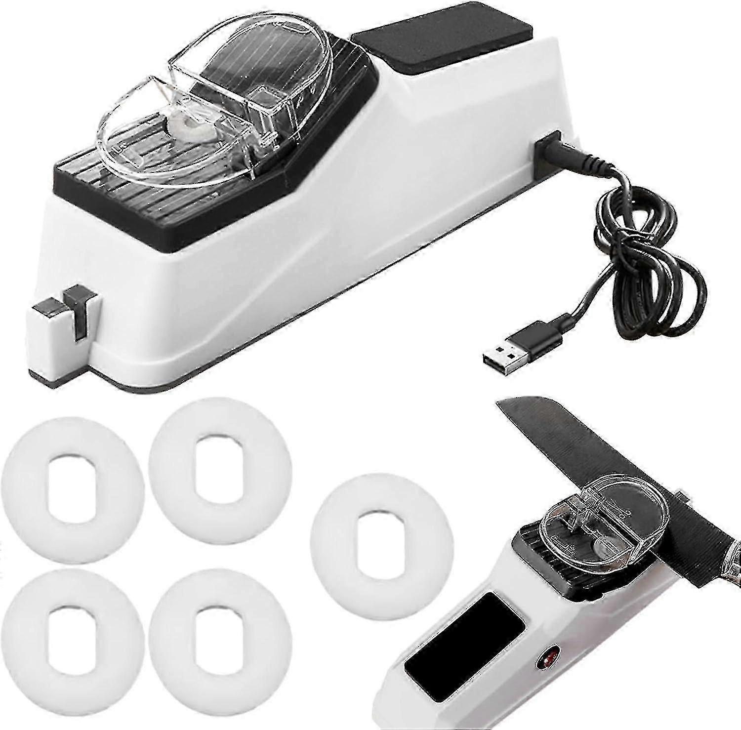 Electric Knife Sharpener, Knife Sharpener In 5 Seconds, Electric And Manual Sharpening, Non-slip Base, Knife Sharpener For Kitchen Knives, Scissors, S