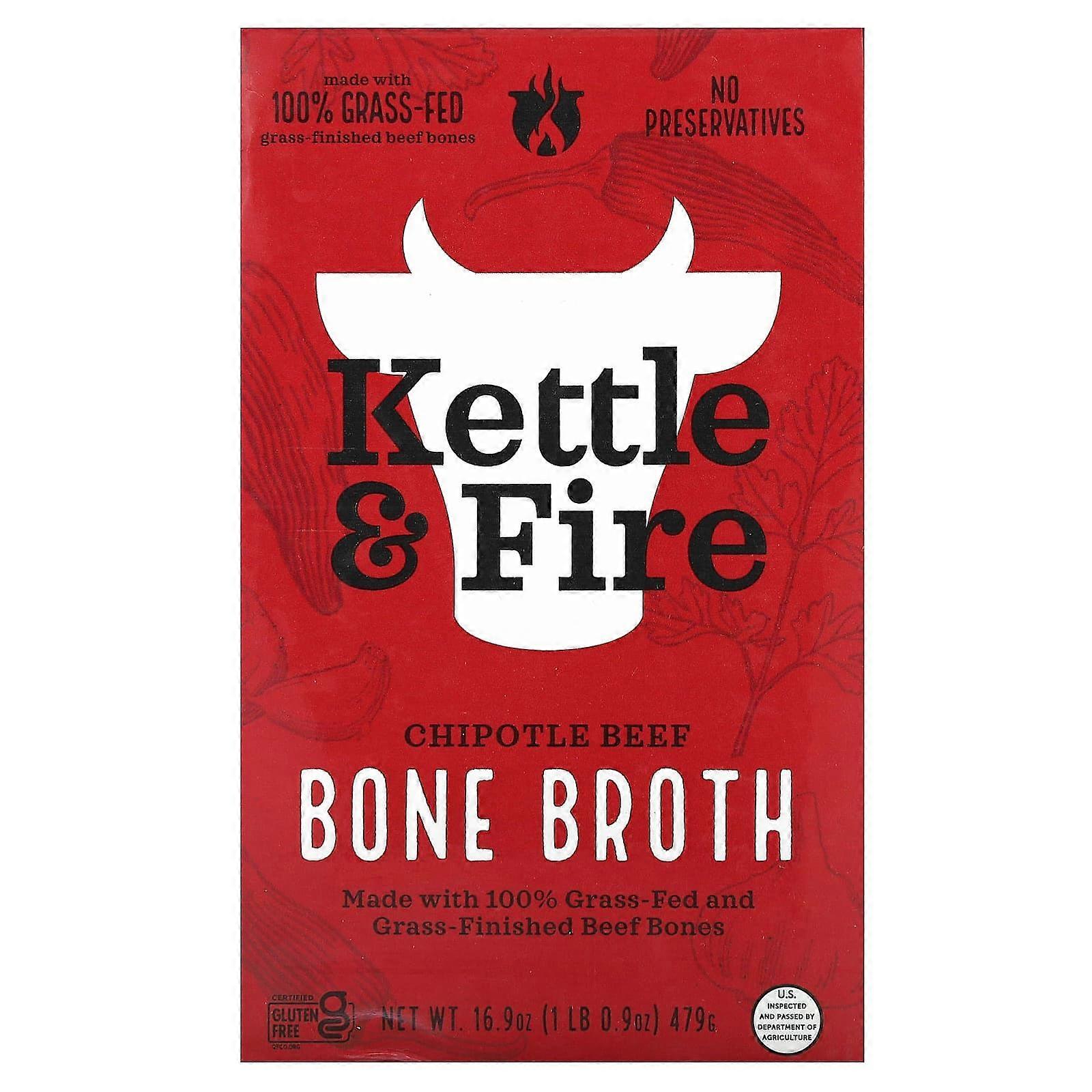 Kettle & Fire, benbuljong, chipotle-nötkött, 479 g