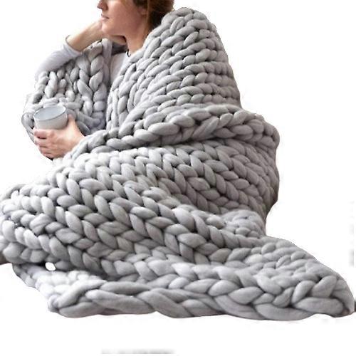 Grobstrick-Merino-Wolldecke