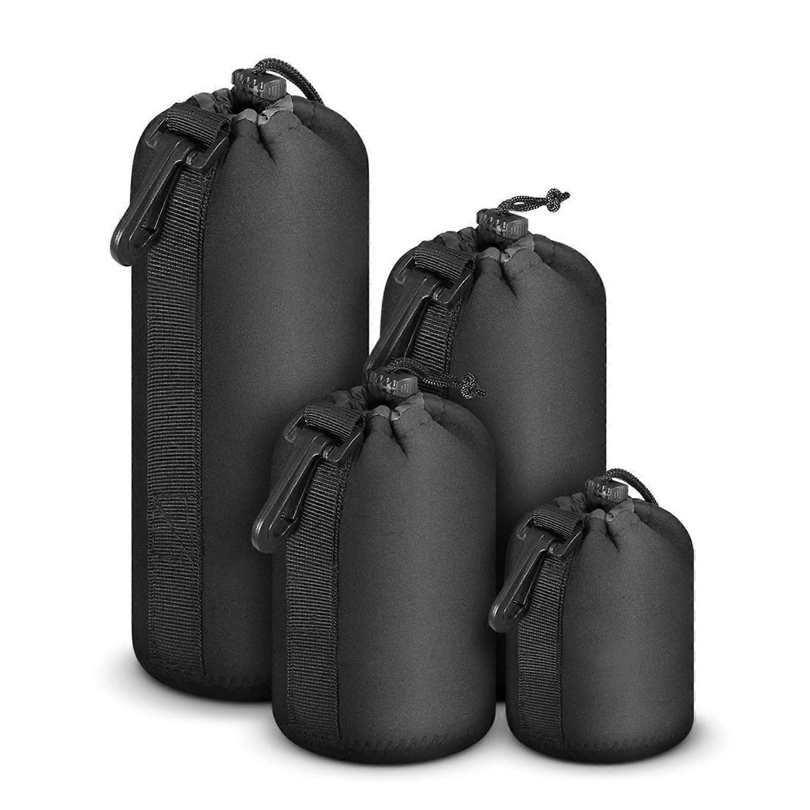 Neoprene Camera Case 4Pack Drawstring Waterproof Storage With Adjustable Strap Soft Camera Lens Pouch
