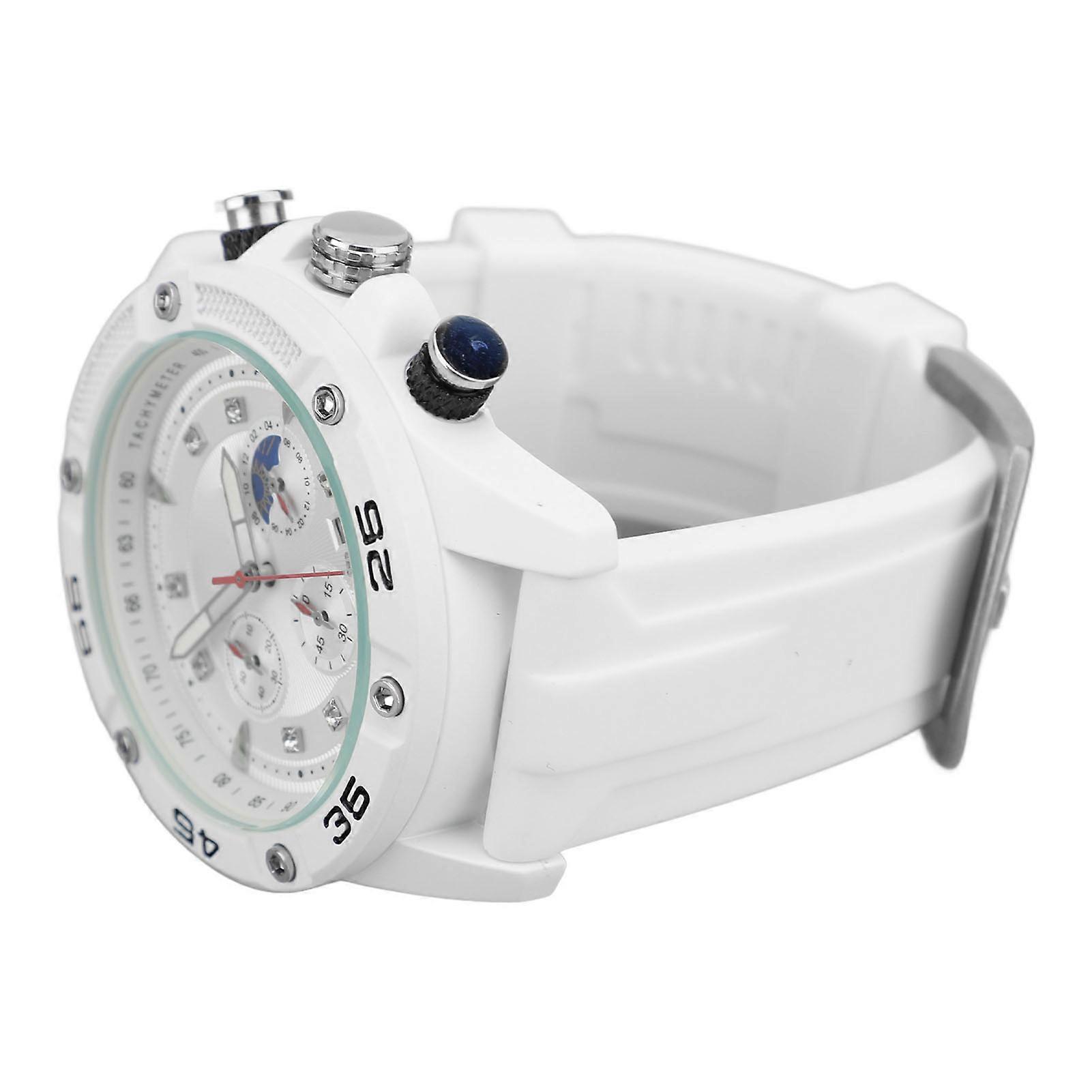 Men Multifunctional Quartz Watch Silicone Strap Water Resistant Wristwatch Chronograph Quartz Watch with Date Luminous Function For Casual Business W