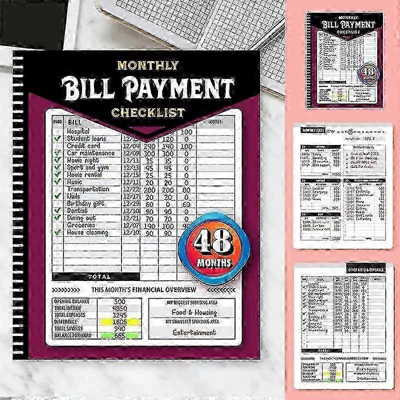 Bill Payment Management Book, Monthly Bill Payment Checklist: Bill Tracker Notebook, The 4-Year Guide for Families & Money Managers miao4