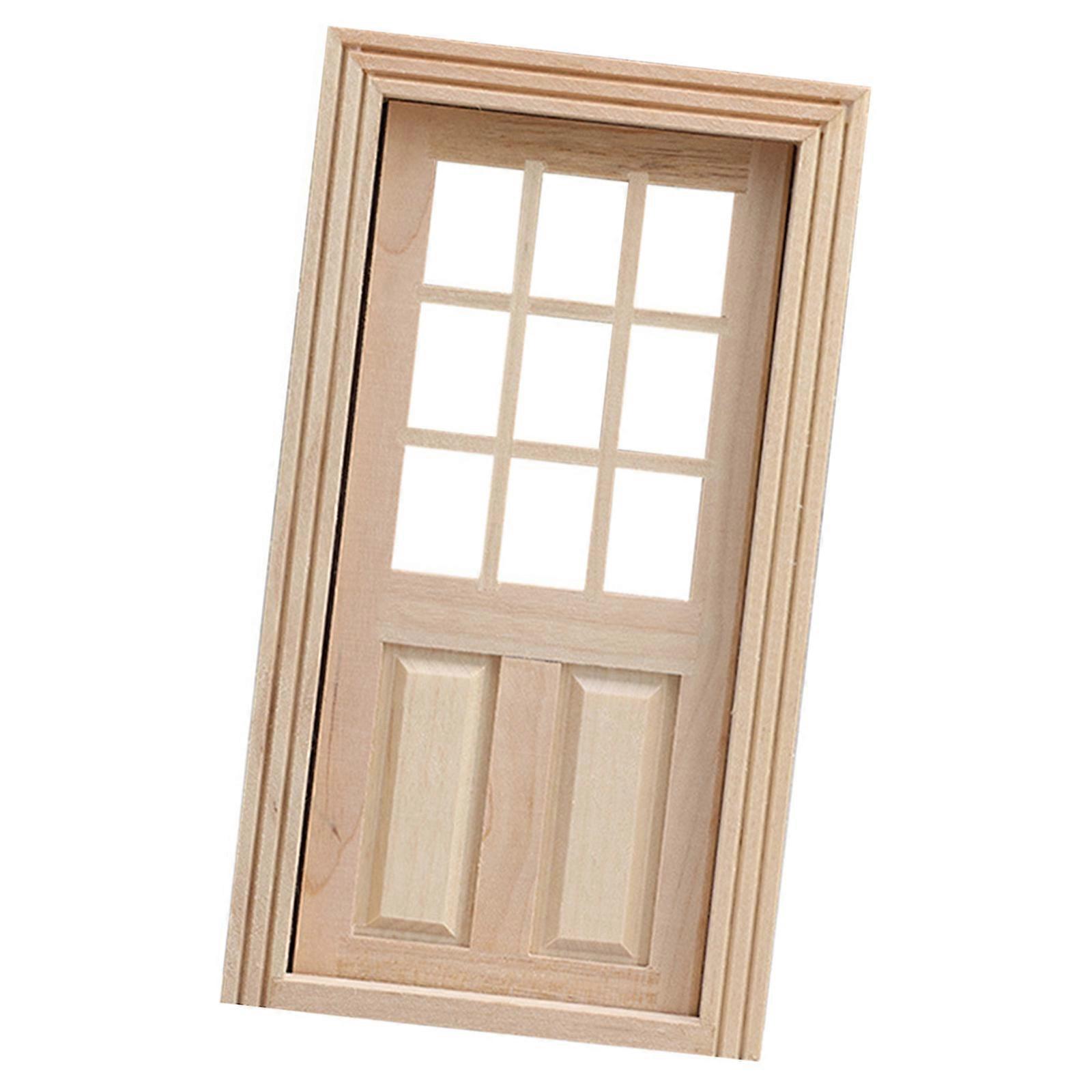 Simulation Wooden Door Model Figure Miniature Furniture 1/12 Doll House Accessory for Craft Model Project Setting Props Multicolor
