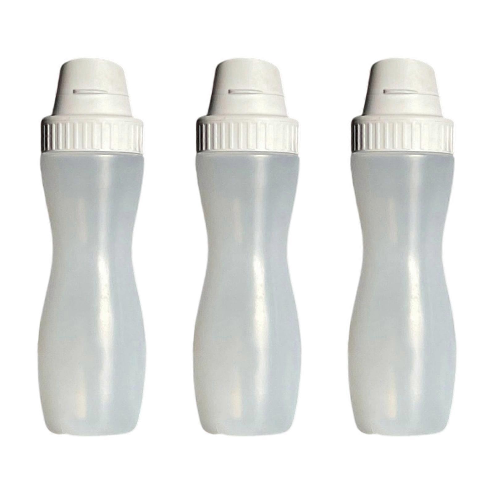3 Unit Squeeze Bottle Set Stream Dispensing System Dishwasher Safe Food Grade PP for Kitchen Use  White