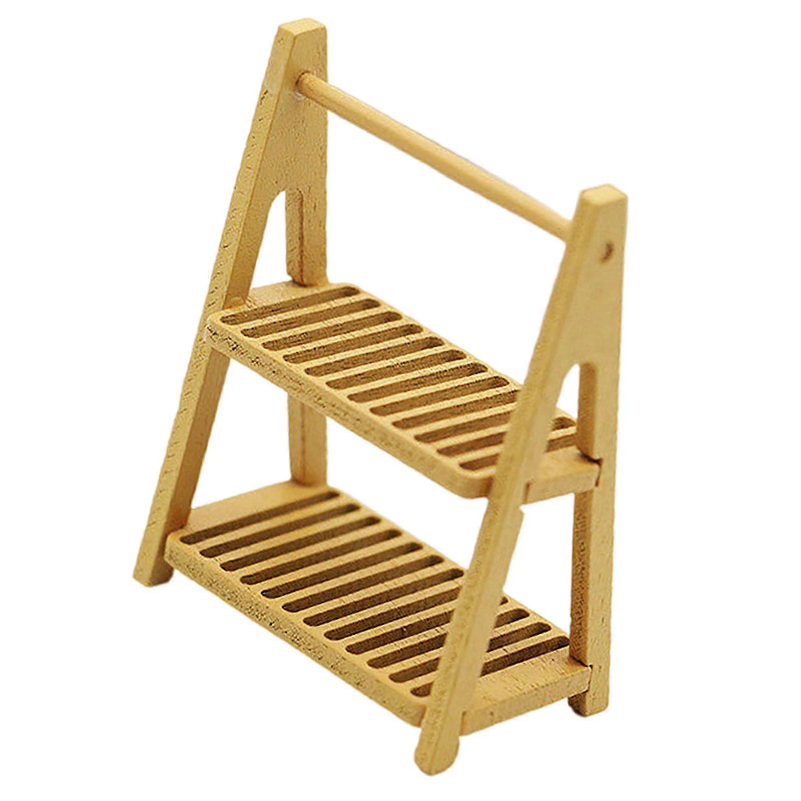 Miniature Dollhouses Shelf 1:12 Scale Wooden Decorative Storage Solution For Cake Display  Light Coffee