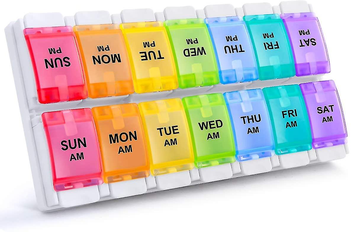 Weekly 7 Day Pill Organizer, Large Daily Pill Cases Pill Box With Easy Push Button