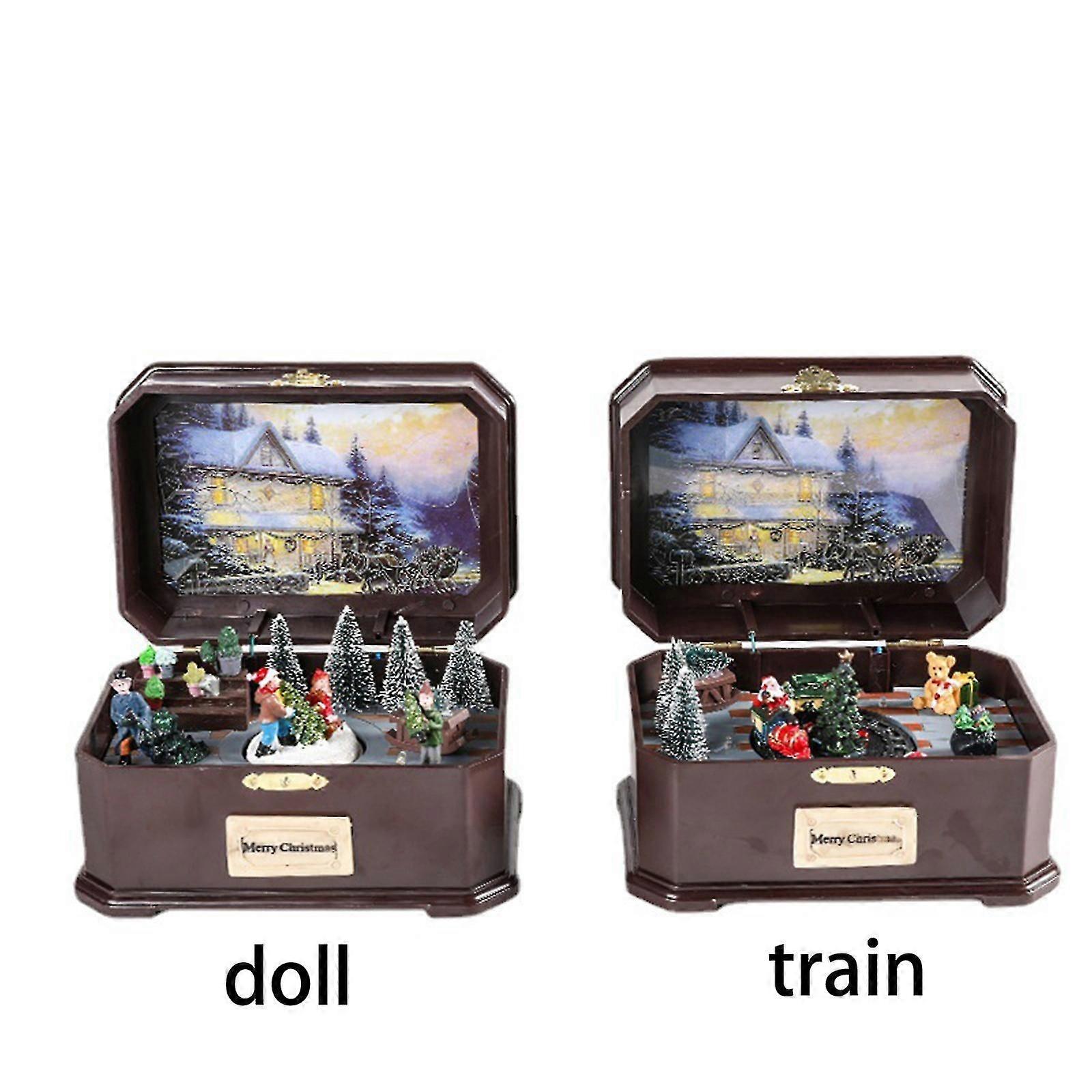 Boîte à musique de Noël rotative, lumineuse et réutilisable, idéale comme cadeau de Noël @BUGU