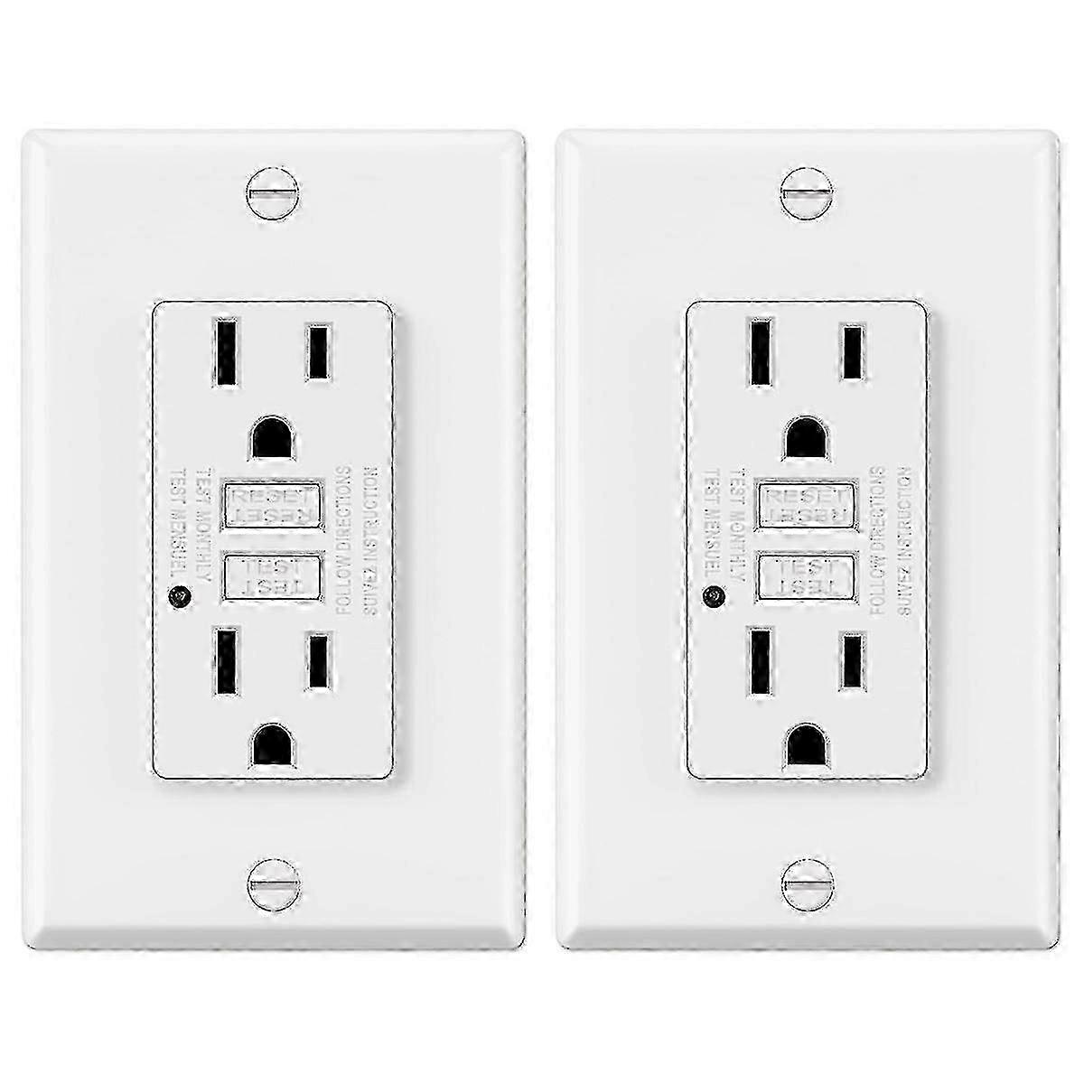 15 Amp Gfci Outlet, Decorative Gfi Outlet With Led Indicator, Ground Fault Circuit Breaker, 2pcs Us