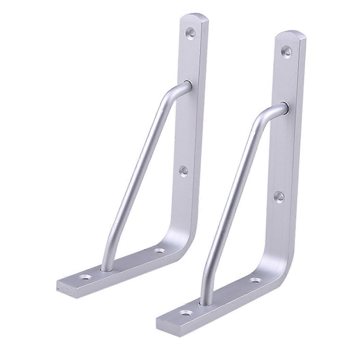 2 PCS Heavy Duty Shelf Brackets Thickened Silver Shelf Support Bracket Aluminium Alloy Practical Durable Support Frame for Home (10inch)