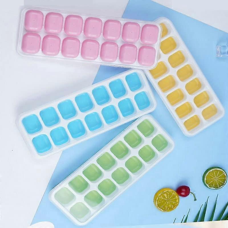 Ice Cube Trays 4 Pack Clear Removable Lid Easy Release Silicone Flexible Moulds BPA  Stackable Durable Soft Base
