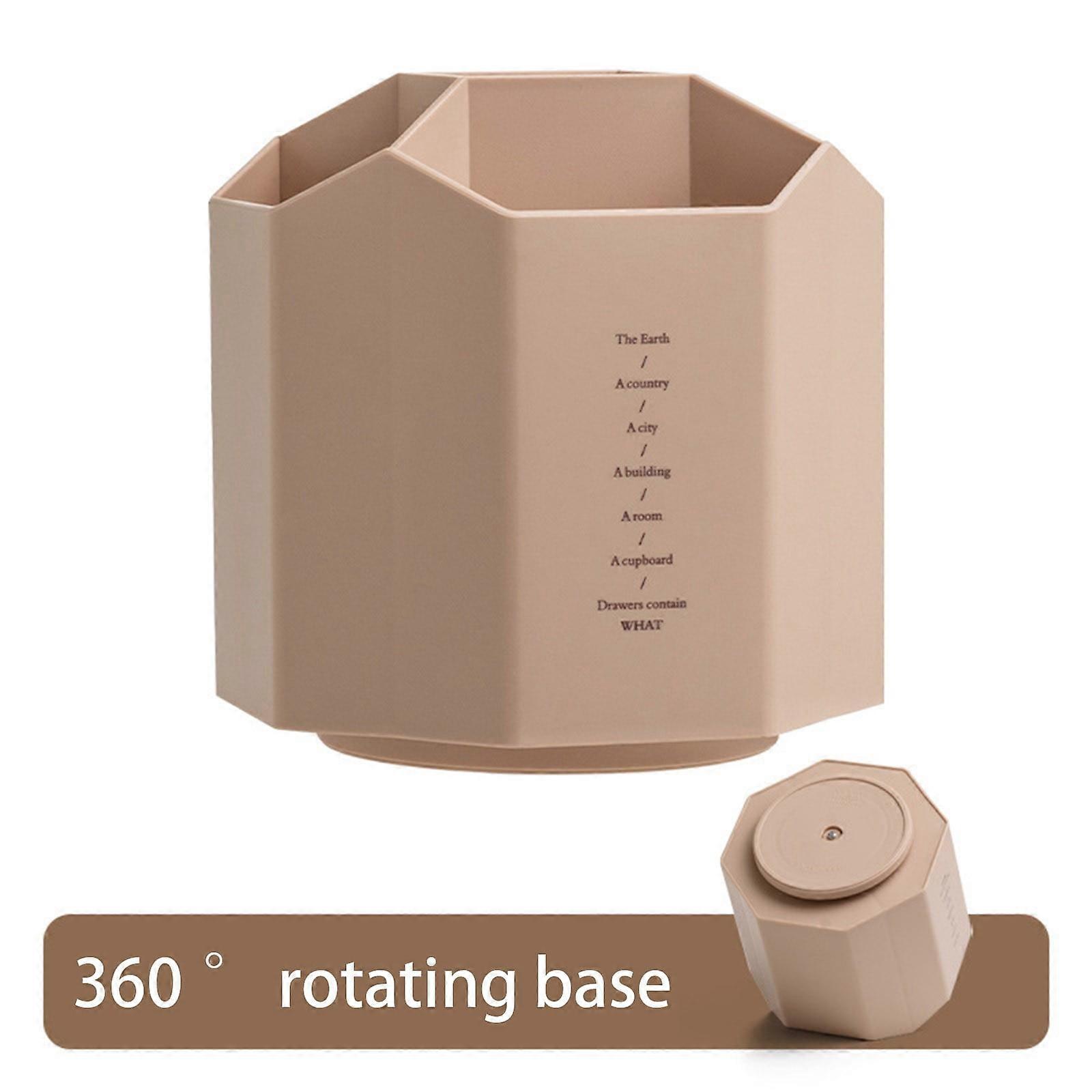 SDJMa 5-Grid Rotating Storage Box, 360° Desktop Organizer for Pens, Makeup Brushes, Office Supplies