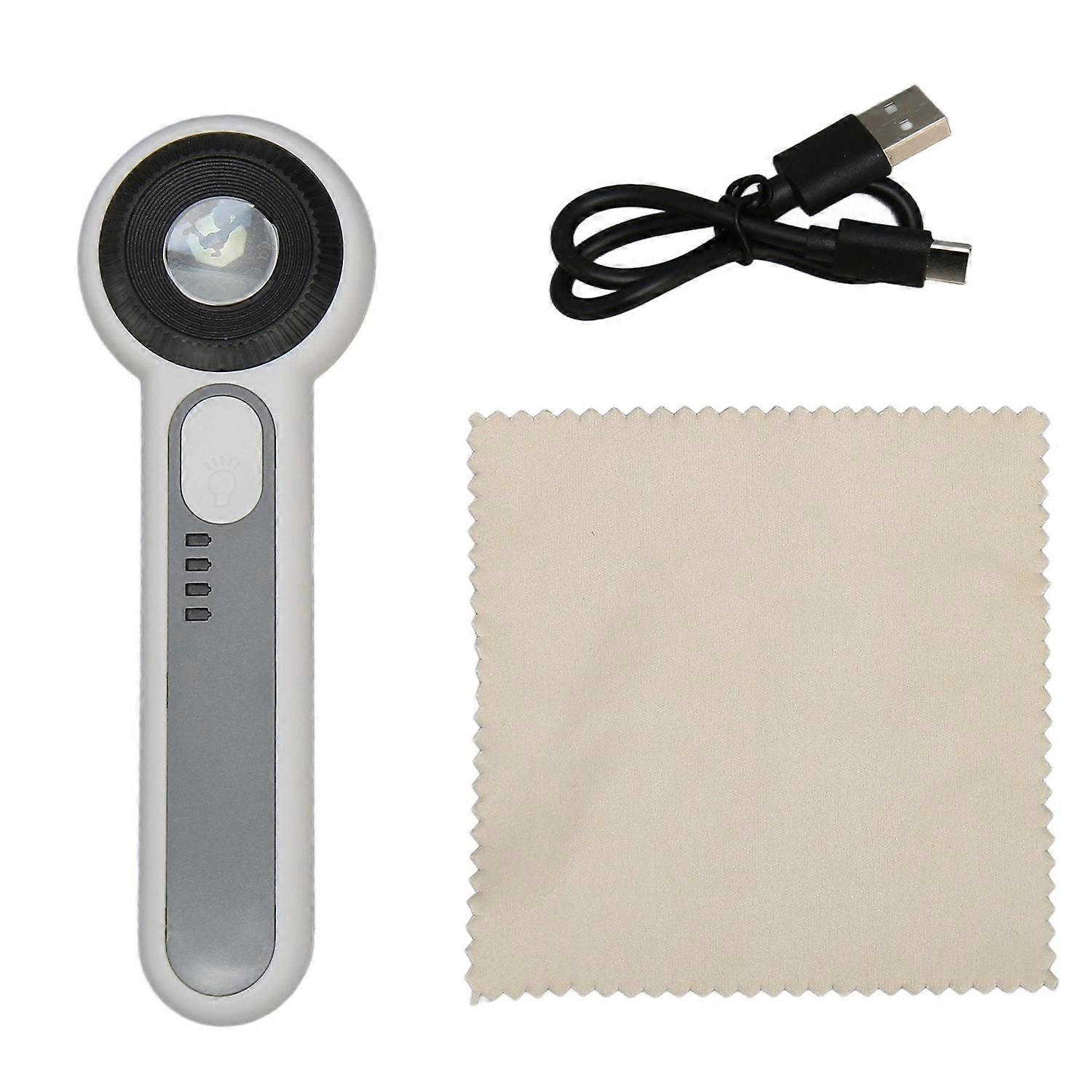 30X Handheld Magnifier 3 Levels Brightness Adjustment Touch Control LED Lighted Magnifier Glasses wi