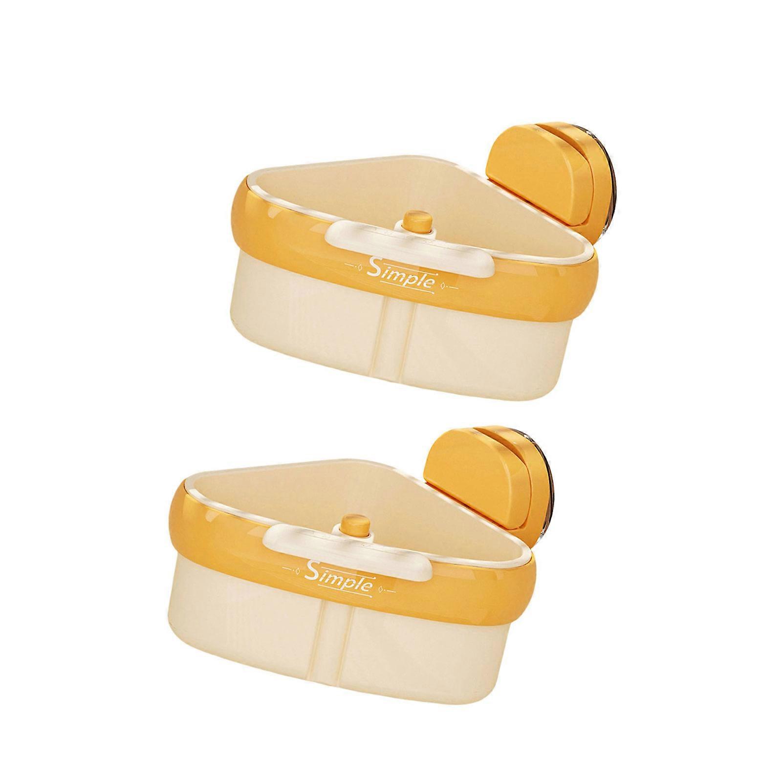 Triangular Sink Strainer Basket Strong Suction Cup Space Saving Wall Mount Drain Rack For Efficient Vegetable Drainage  Orange