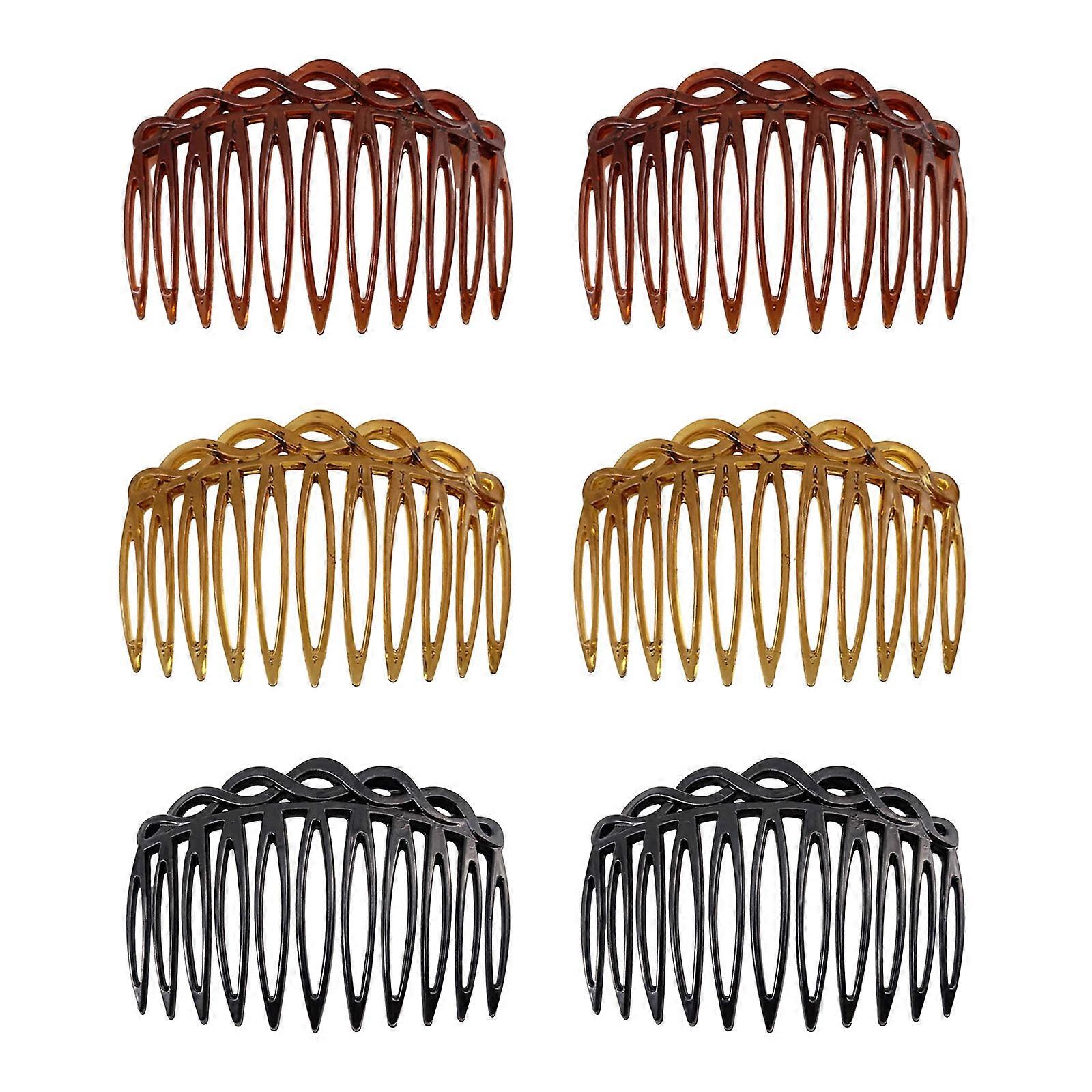 Classical Color Hair Combs, 6 Piece Set Plastic Resin Side Parting Hair Comb Comfortable to Wear Daily or Party Multicolor