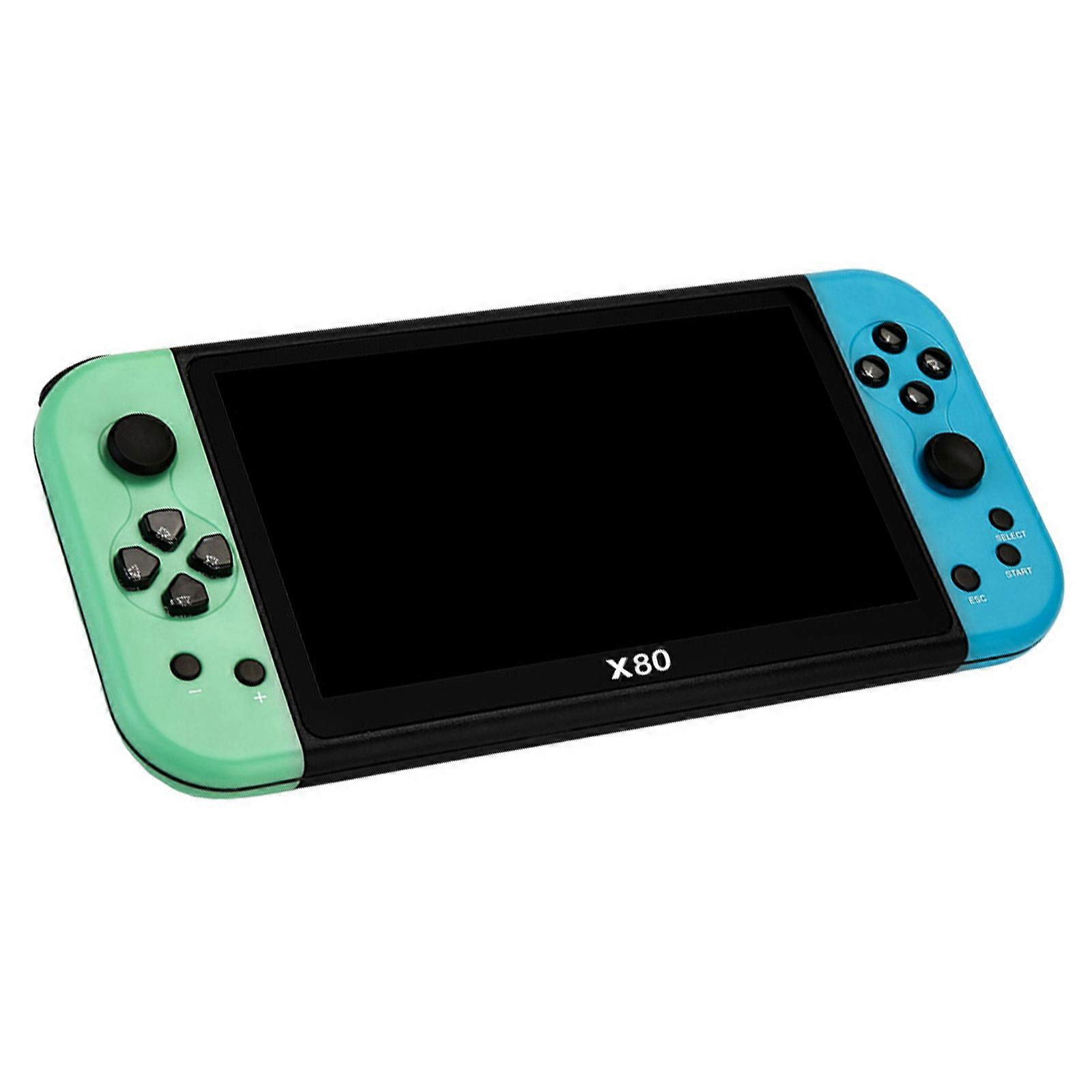 Multiplatform Portable Gaming Device 7 Inch Screen Double Player Battle Function Portable Retro Gaming System Present  green blue