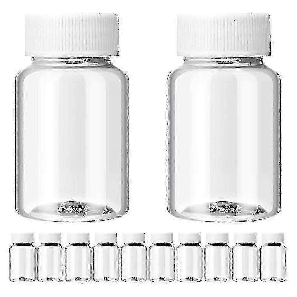 2025 12pcs Travel Bottles With Caps Empty Bottles Plastic Container Small Medicine Bottles(50ml)