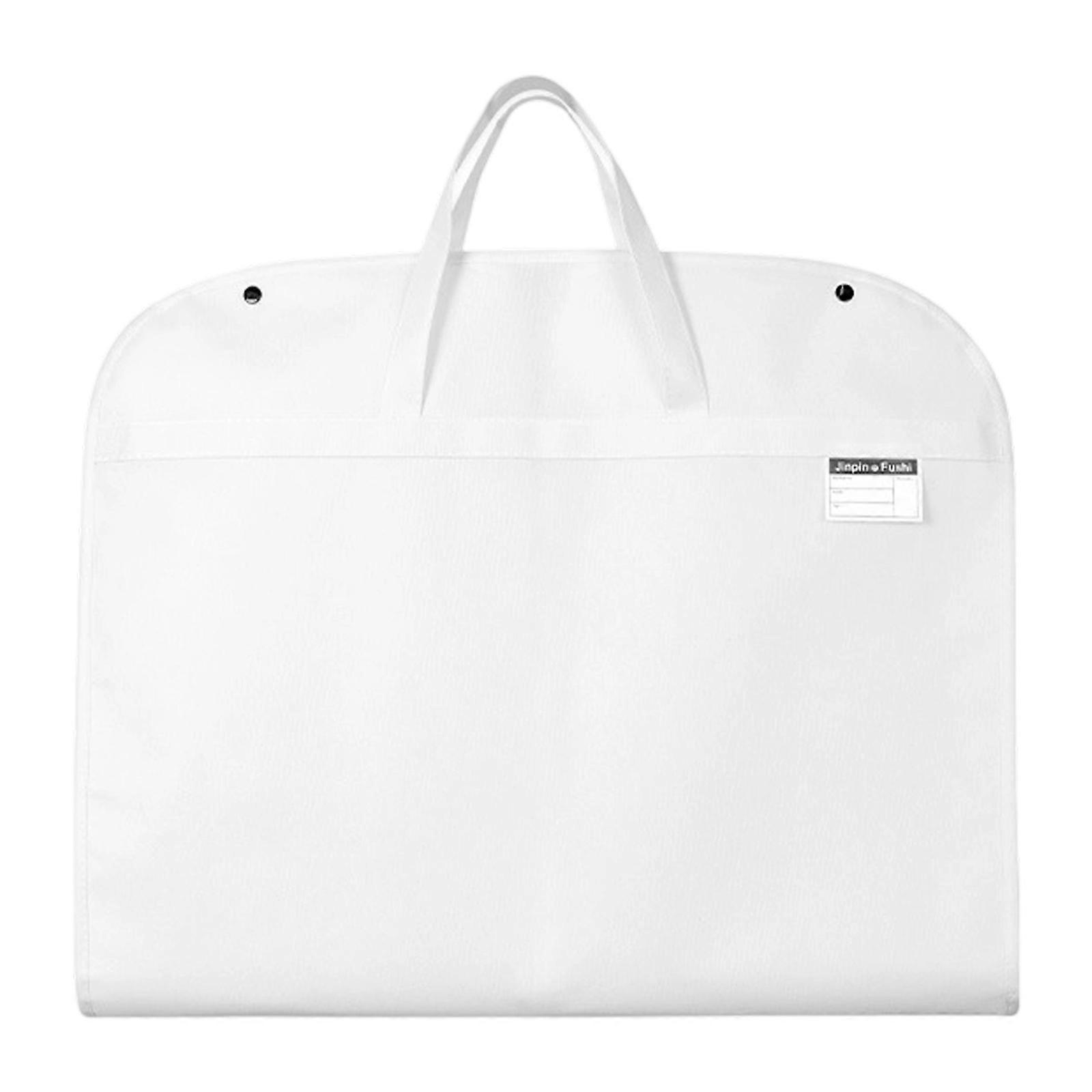 Light Dustproof Garment Cover With Snap Button Closure Naught Woven Fabric Protects Suits Raincoats During Travel  White