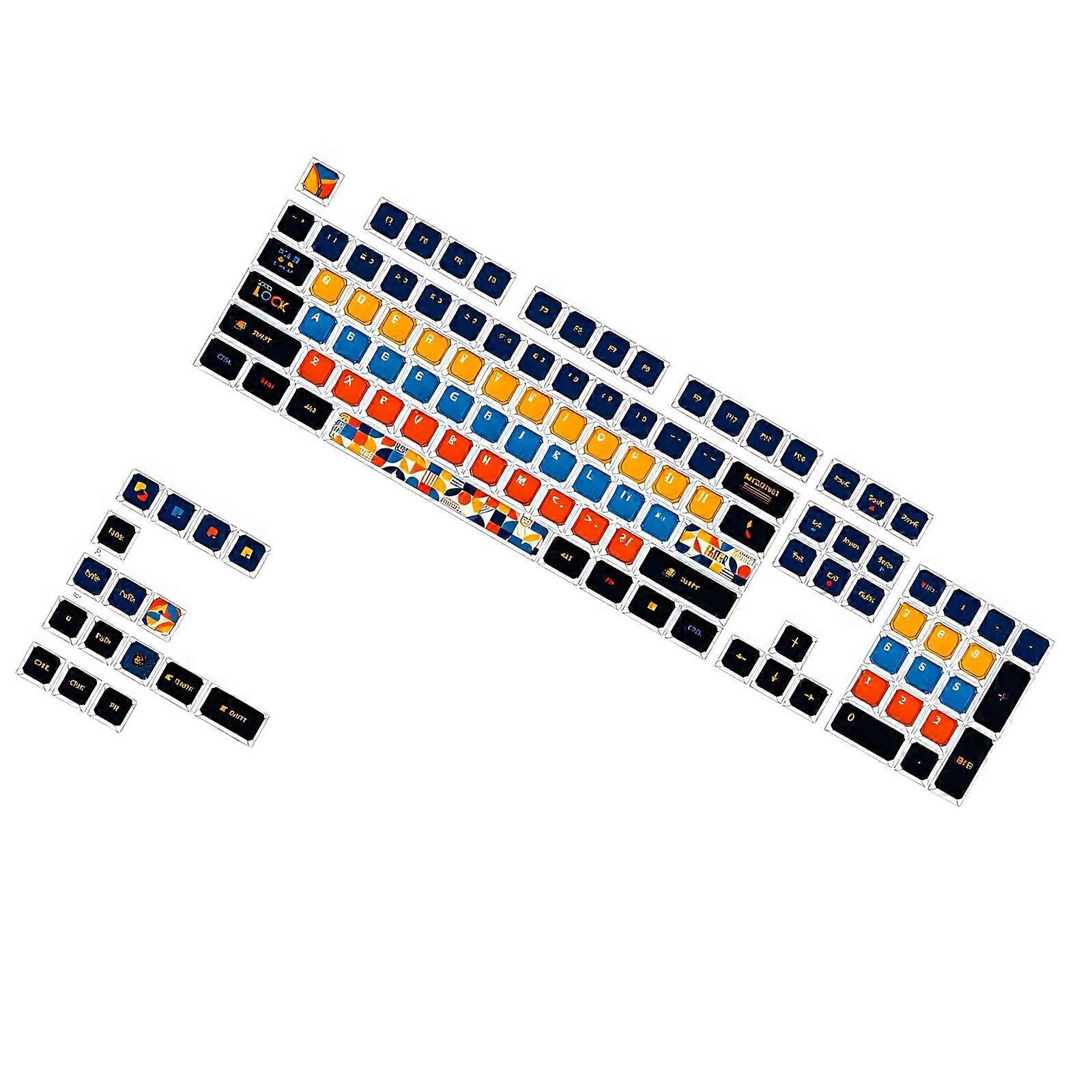 Four Side Illuminating ASA Keycaps 120 Keys Geometric Theme Switches Keycap Set for 60 84 98 108 Mechanical Keyboards Multicolor