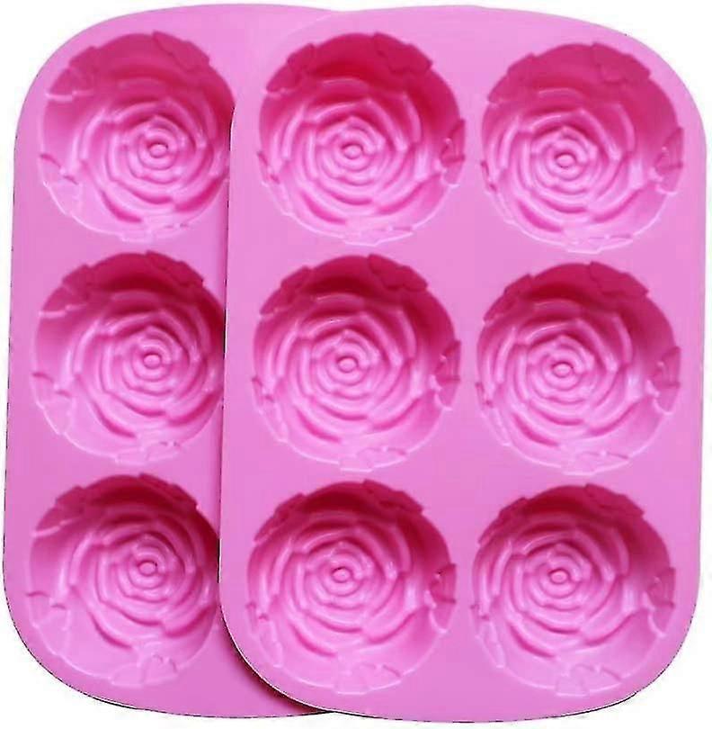 Set Of 2 Large Rose Flower Ice Cube Chocolate Soap Tray Mold Silicone Party Make