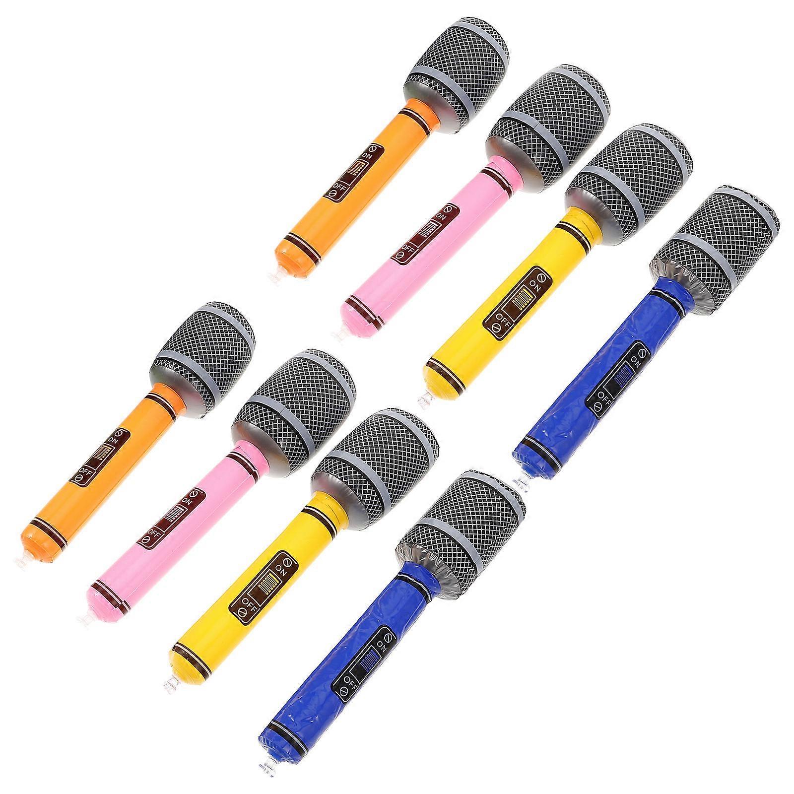 Microphone Shape Inflatable Microphone 8Pcs For Children Events Realistic Design Assorted Color