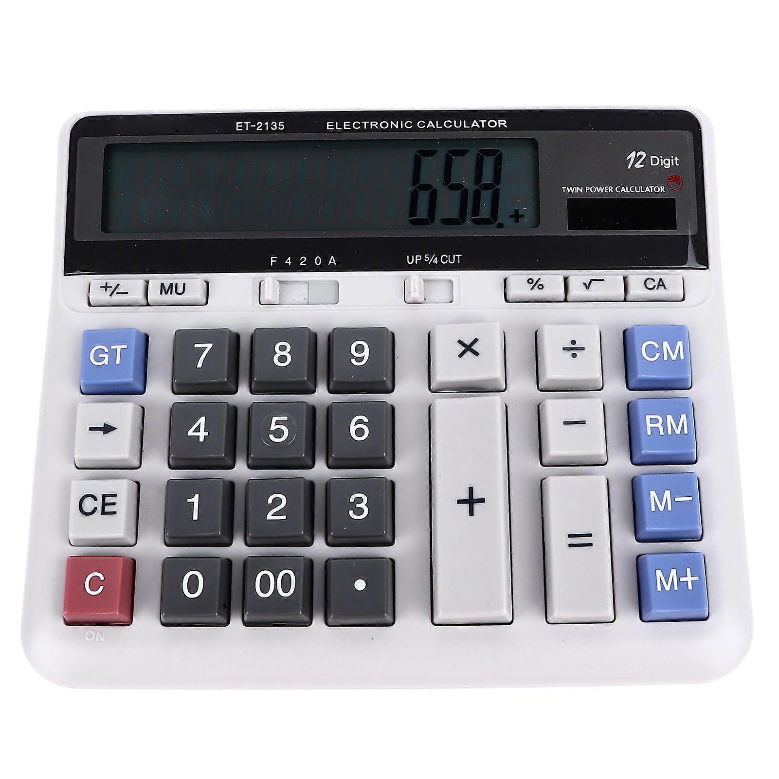 12-Digit Large Keys Solar Calculator with Clear Display for Accounting in Office