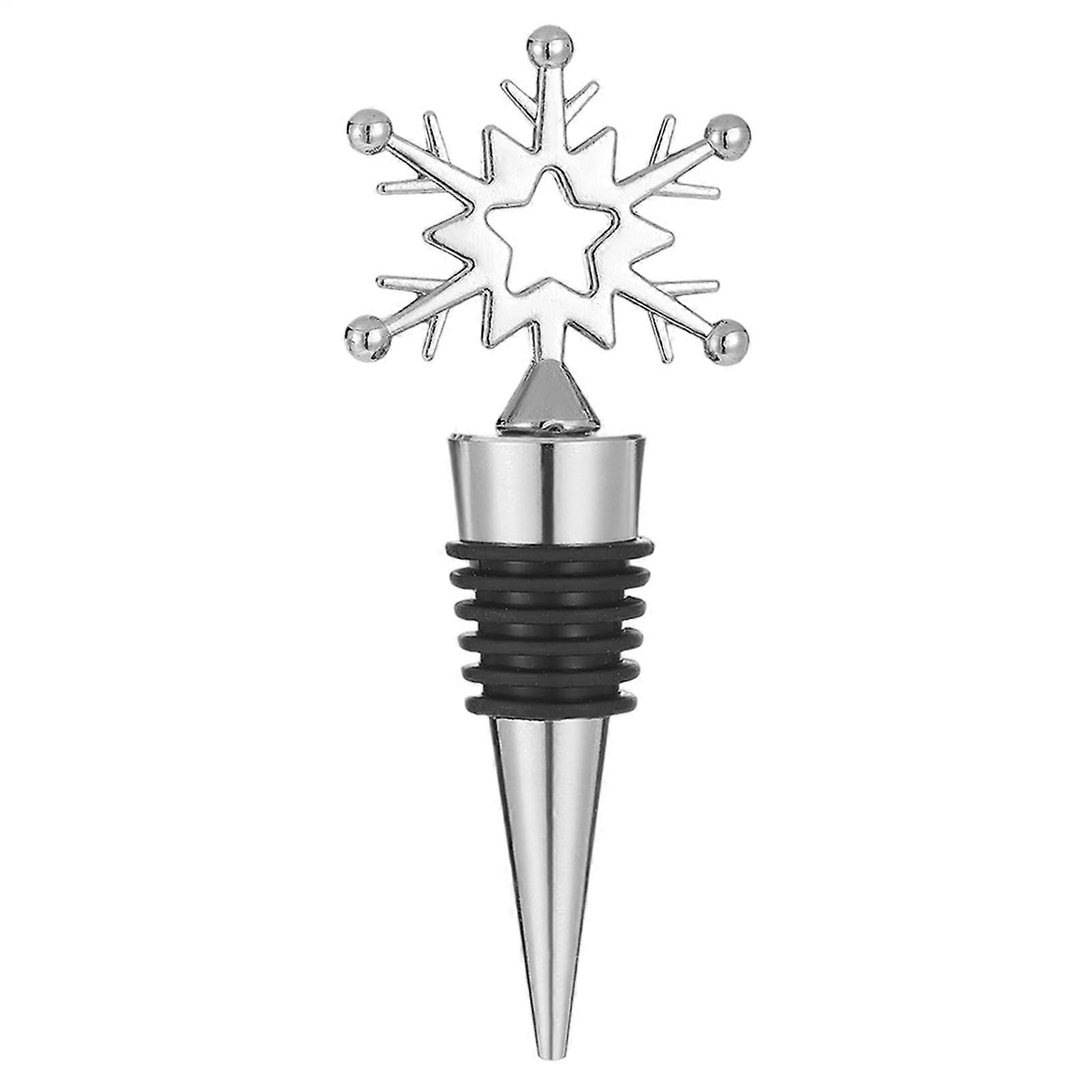 Christmas Wine Bottle Stopper with Snowflake Design, 10.1x4cm Cork for Champagne, Whisky and Drinks