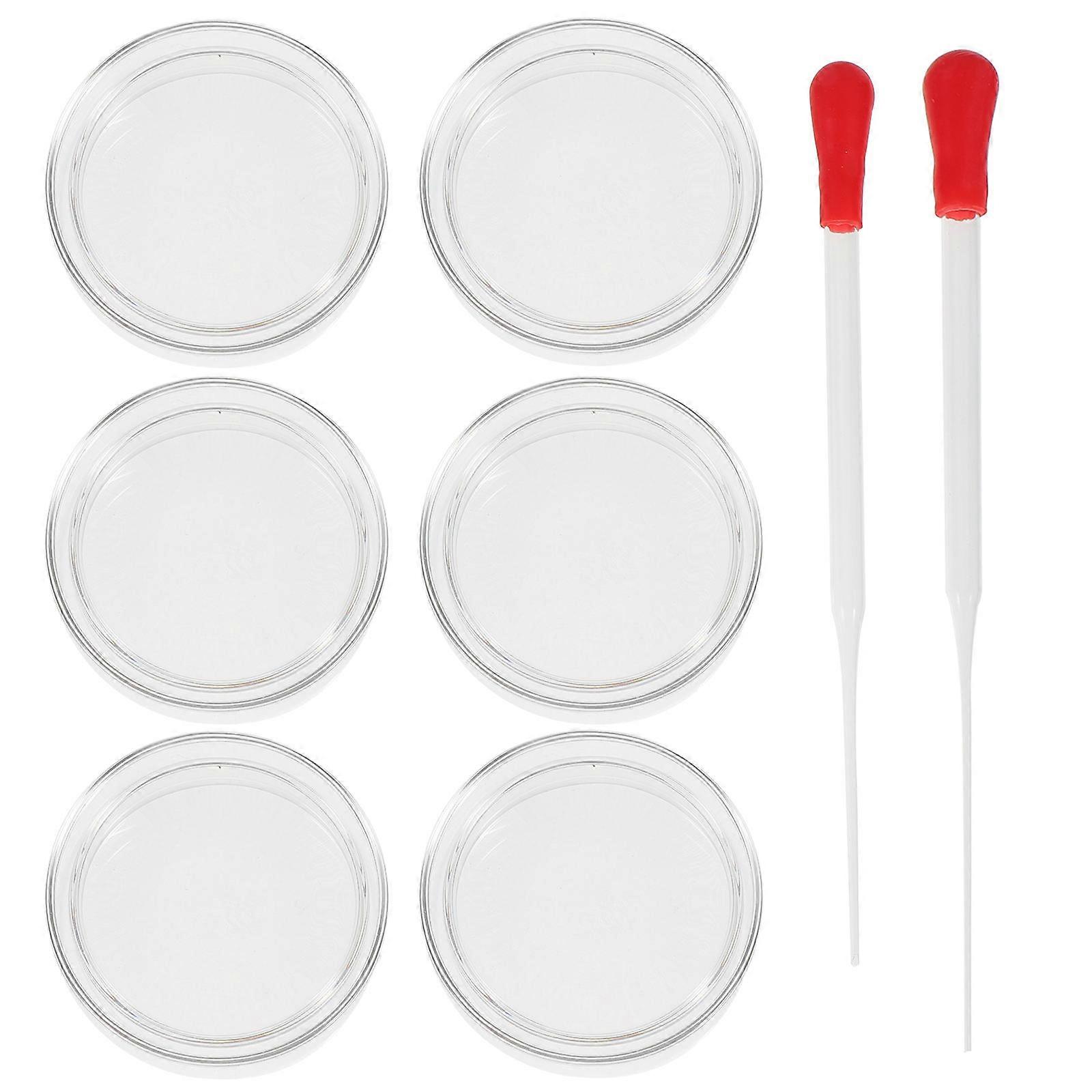 Glass Petri Plate Set for Experiment 6Pcs Petri Dishes with Transfer Pipettes