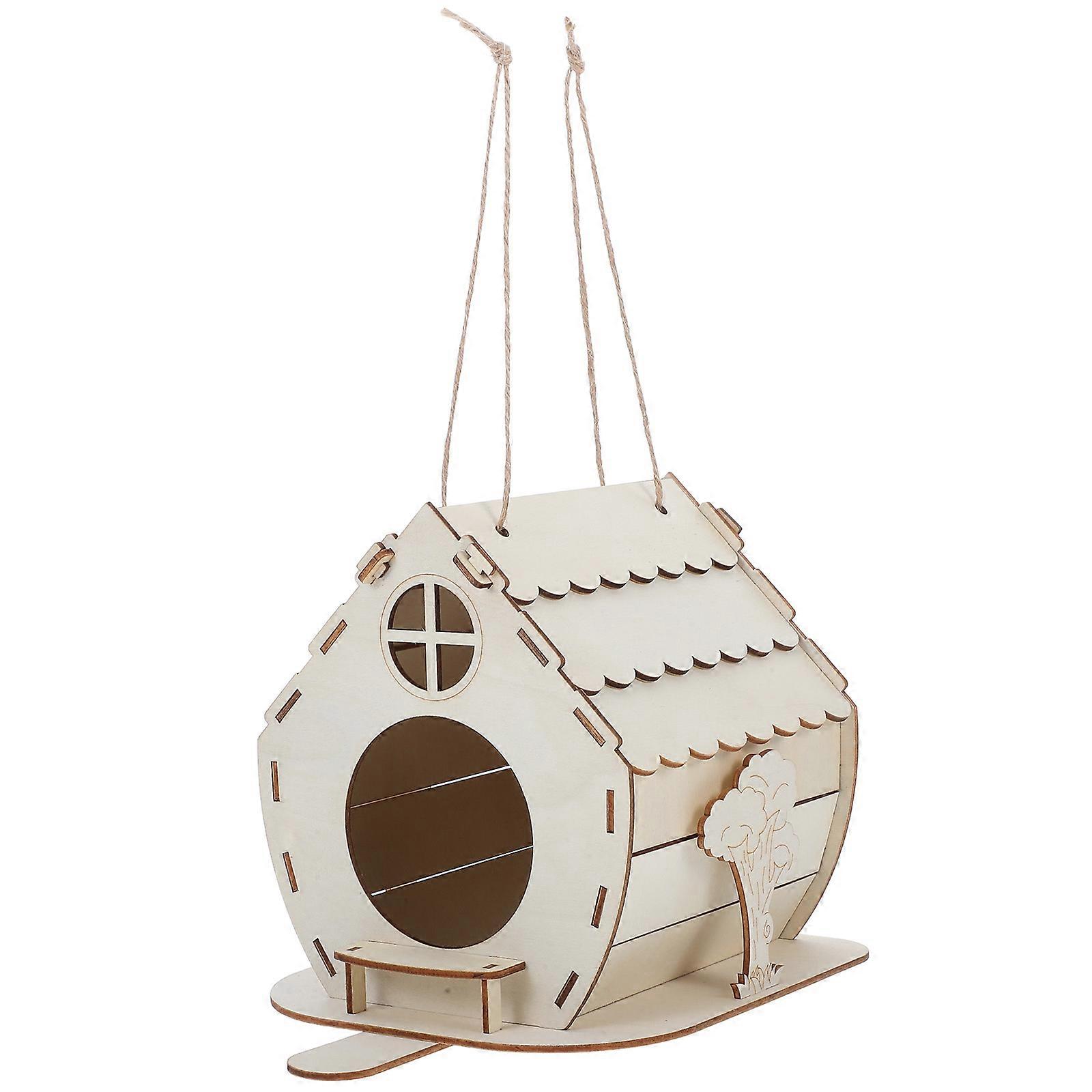 Durable Hanging Bird Nesting Box For Small Birds Perfect For Garden Decoration Beige Color 1Set Suitable For Bird Lovers