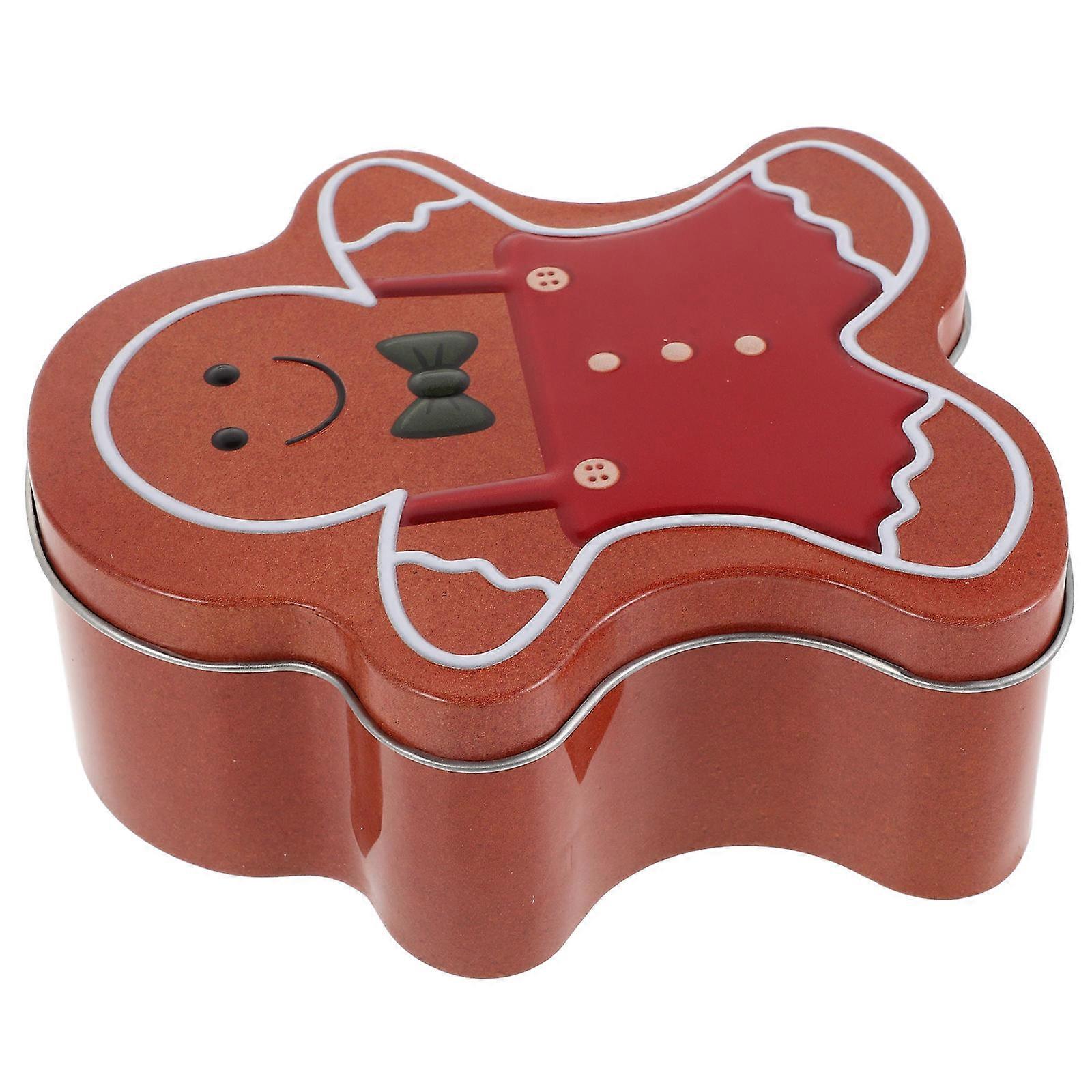 Holiday Cookie Container for Storage Gingerbread Man Tin with Airtight Lid