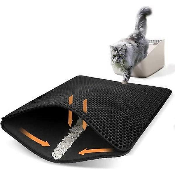 Cat Litter Mat for Litter Box, Multiple Sizes, Non-Slip, Easy to Clean black 60*45