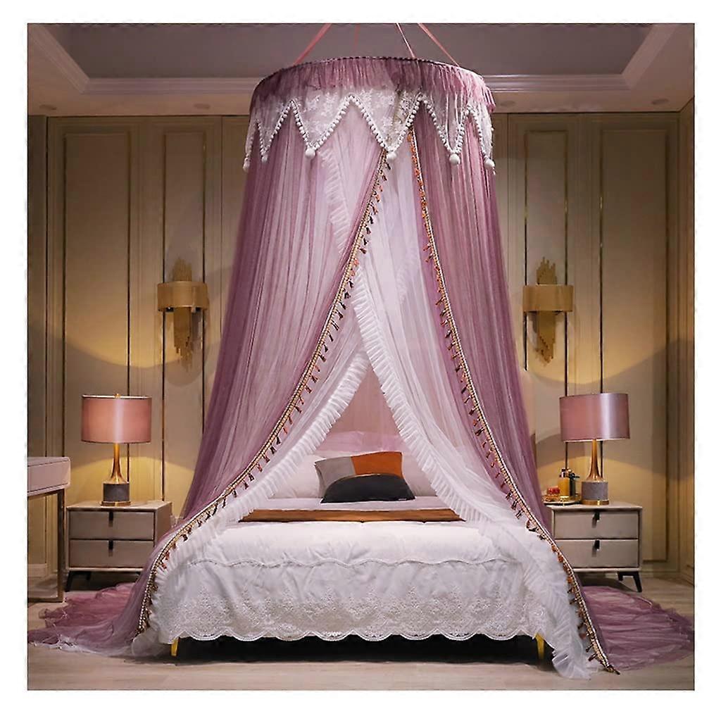 Princess Bed Canopy with Mosquito Net, Elegant Pink Design for Bunk Beds, Durable Steel Frame