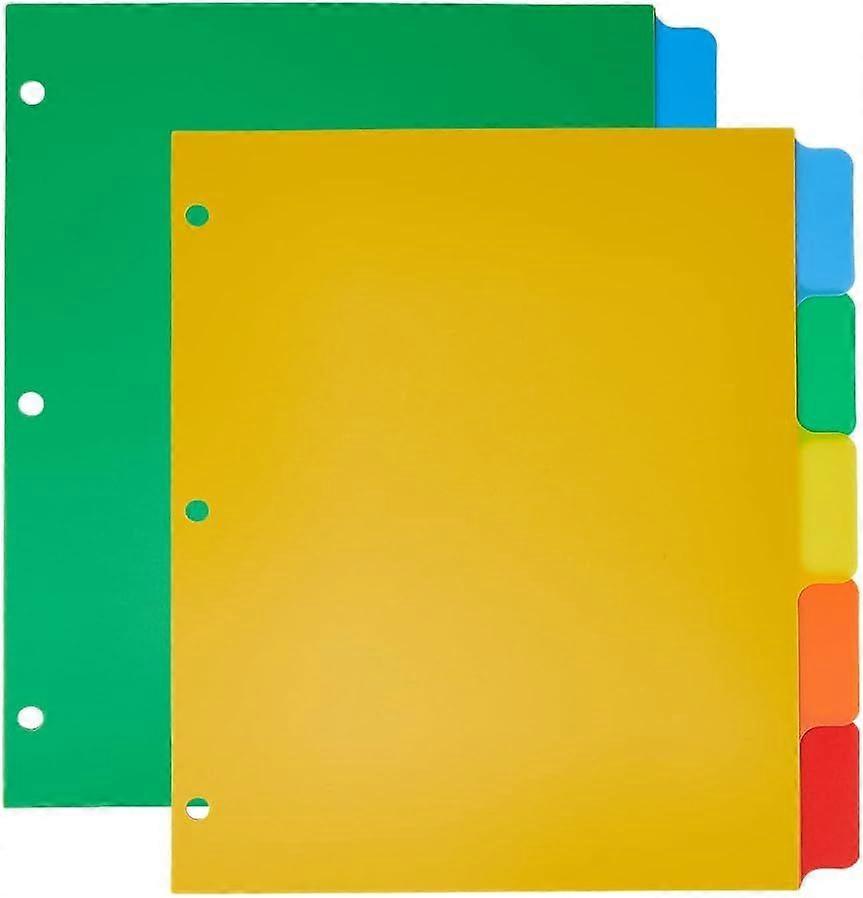 10 Sheets A4 3 Ring Binder Dividers 5 Tab Thick Plastic Dividers 3 Ring Multicolored Tab Paper for A4 Binder 3 Holes Ring Index Pages for Planner Note