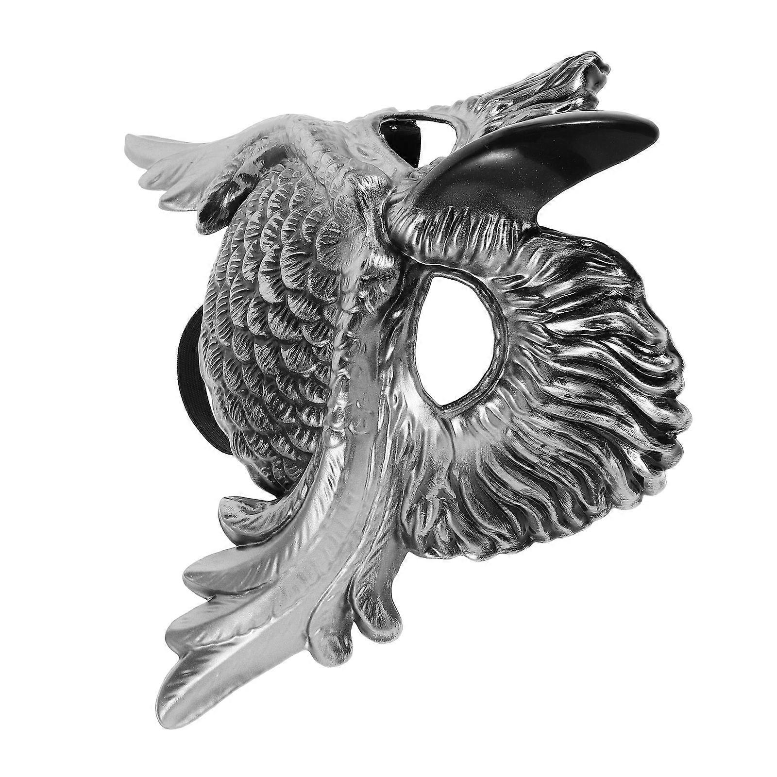 Masquerade Owl Mask for Decoration Use Silver Plastic Half Face