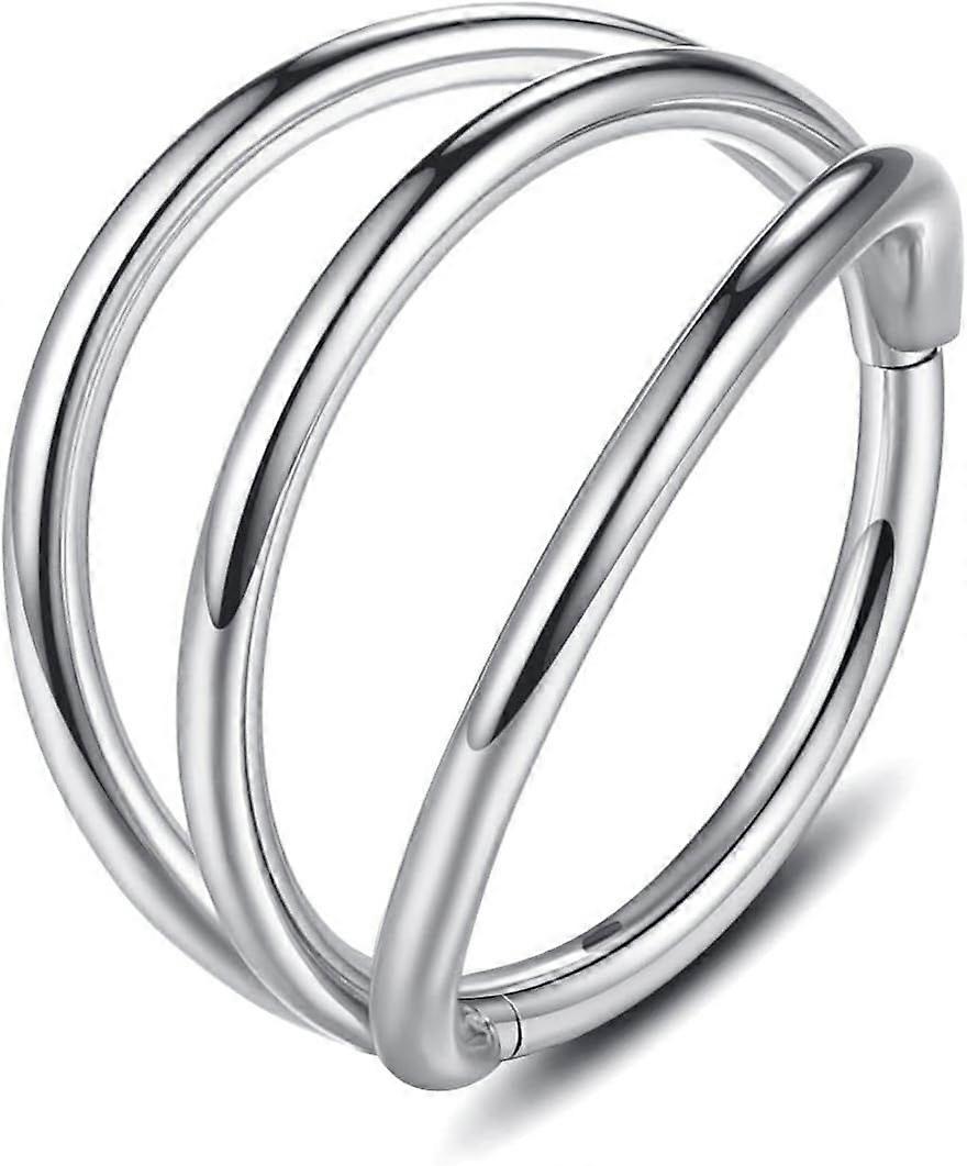 Nose Ring Lip Septum Earring-Clicker: Double/Triple Ring Open Stacked Ring