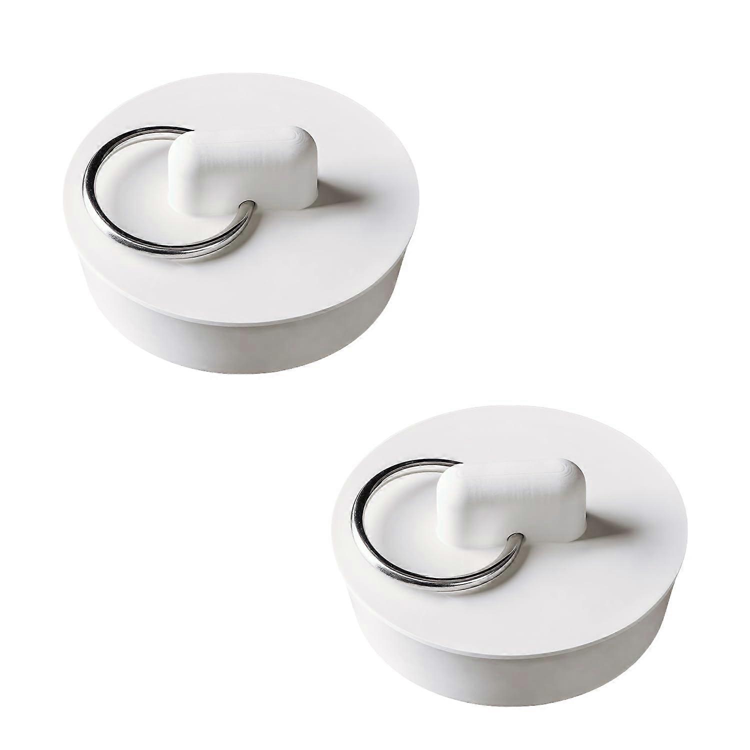 2 Pcs Rubber Drain Stopper with Hanging Ring, LeakProof Odor Blocking Universal Fit for Sink Bathtub