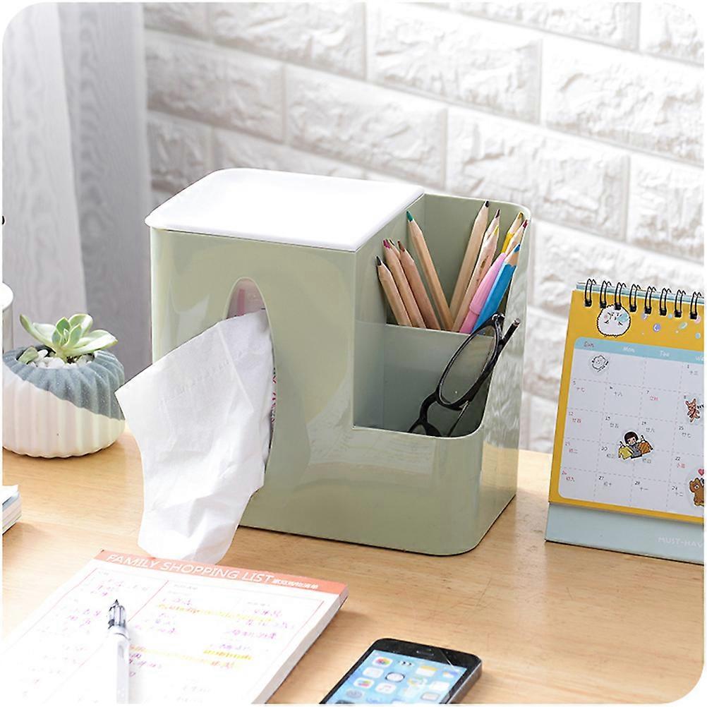 Tissue Organizer Plastic Desktop Box for Storage 2Pcs Green Container