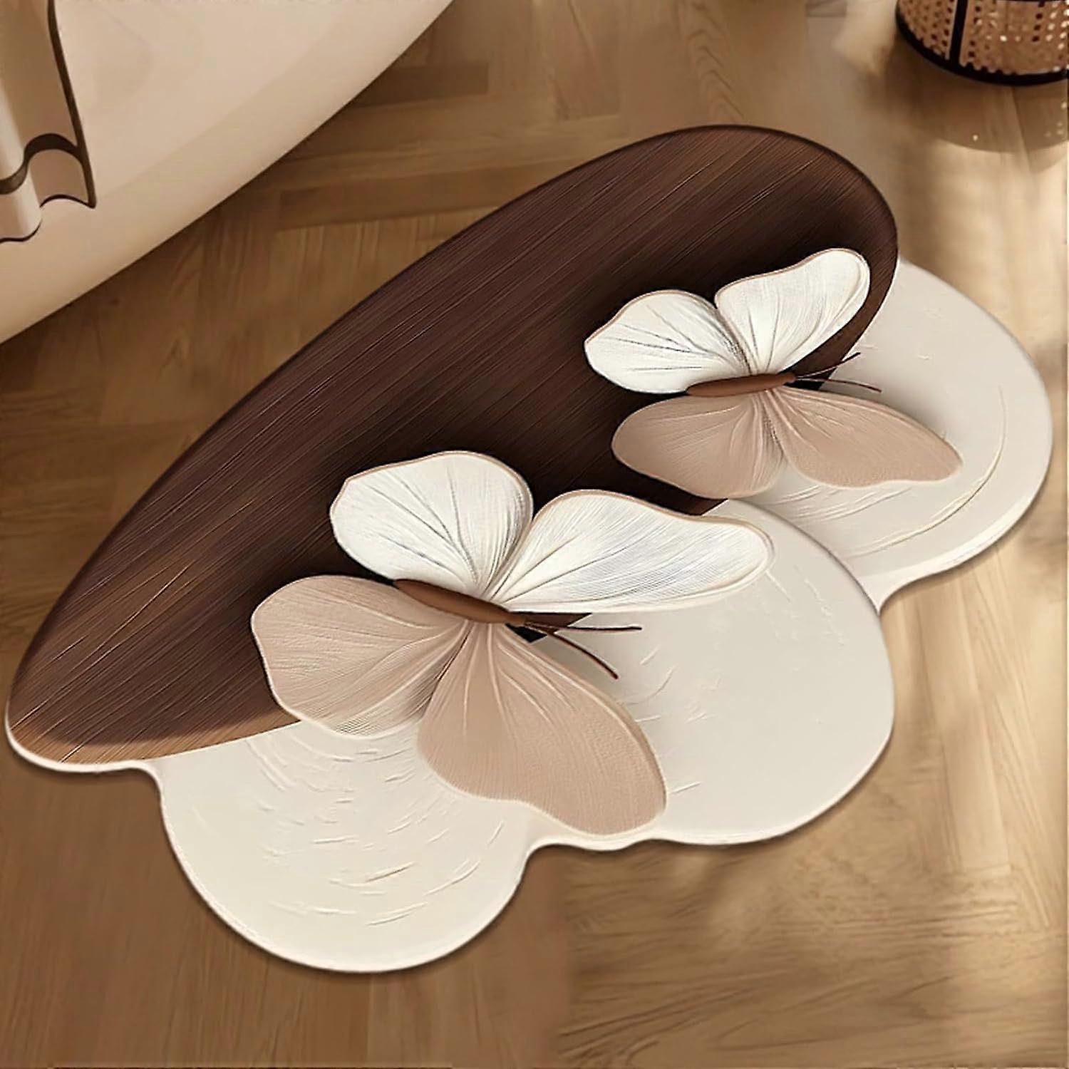 3D Bath Mat with Lifelike Flower Design, NonSlip QuickDrying Absorbent Rug 50x80cm