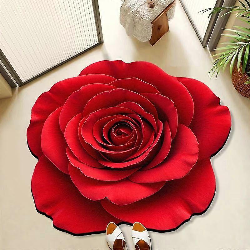 Floral Bath Mat with Rose Pattern, Non Slip Rubber Backing, Quick Dry, Machine Washable, 31.5'x31.5'