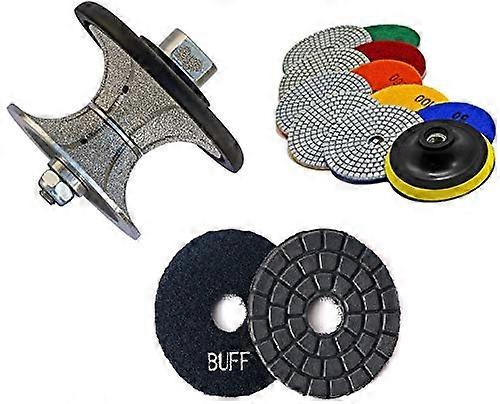 Full Bullnose Diamond Router Bit and 4 Inch Polishing Pad for Granite Marble Concrete Edge Finishing